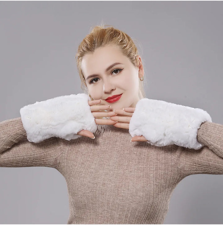 Modische Winterhandschuhe ohne Finger, halten Damen Hände warm und sind sehr bequem.