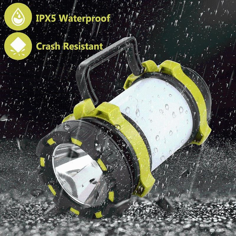 Kompakte 4-in-1 LED-Campinglaterne mit Powerbank. Flexibles Outdoorlicht & Taschenlampe für Camping & Notfälle.