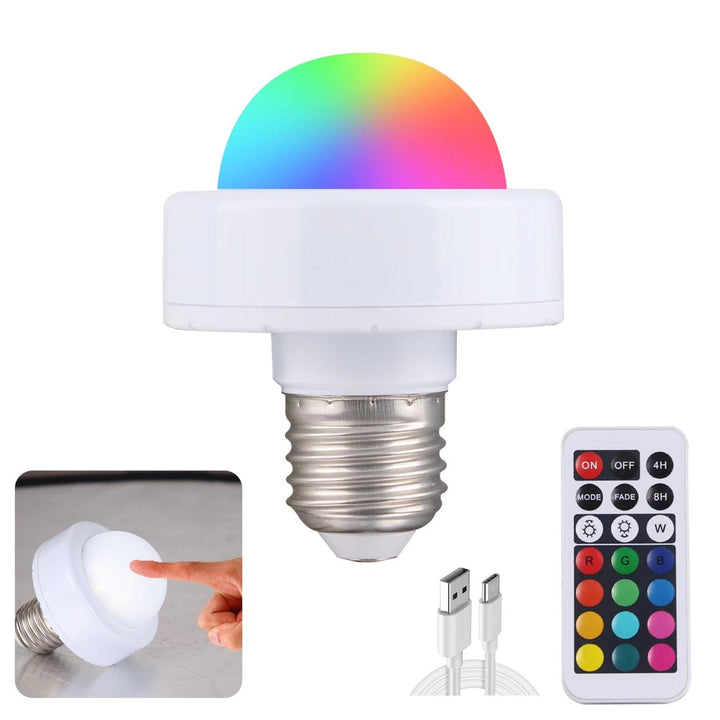 Moderne LED-Glühbirne, wiederaufladbar. Mit Fernbedienung & Touch für individuelle, dimmbare Smart-Beleuchtung.