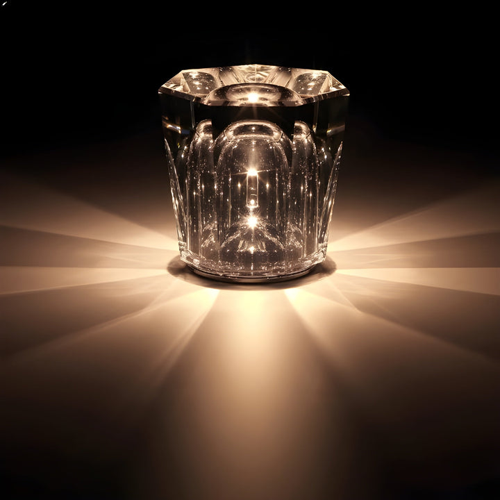 Elegante LED-Tischlampe aus Kristall, wiederaufladbar, warmweißes Licht.