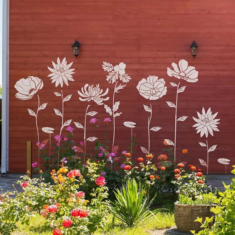 Set mit floralen Malschablonen für kreative Wanddekoration & DIY Projekte. Wiederverwendbar & einfach.
