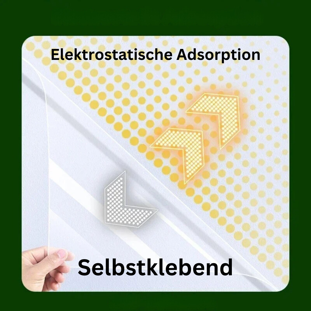 DIY Wandfolie, elektrostatisch haftend, ohne Kleber rückstandslos entfernbar. Ideal für Mietwohnungen.