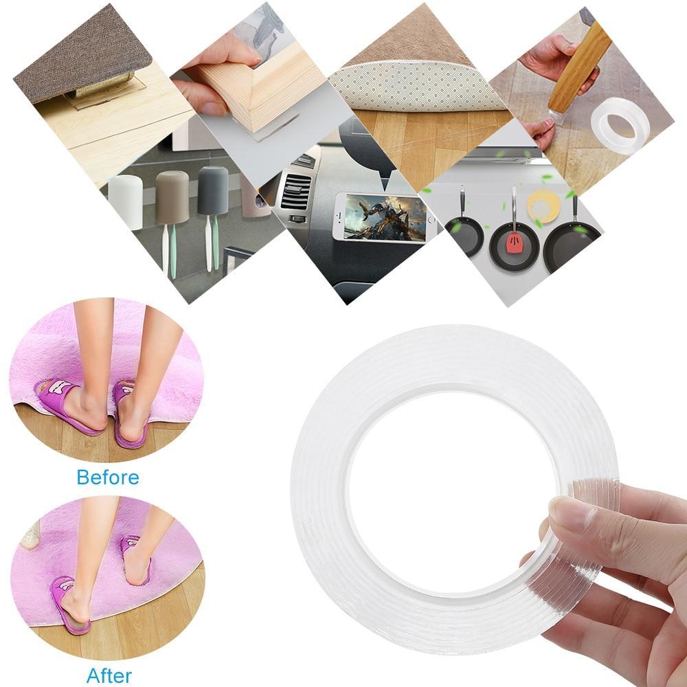 Ökologisches Nano Klebeband durch Wiederverwendbarkeit; starker Halt für Wandobjekte & Teppiche. Waschbar & robust.