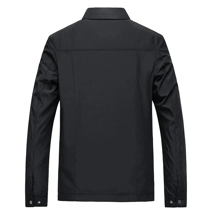 Winddichte, wasserabweisende Herren Übergangsjacke in Schwarz, ideal für Frühling & Herbst. Stilvoll & leicht.