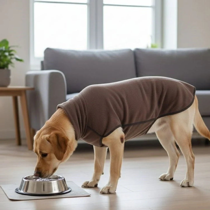 Robuster Hundemantel mit Wetterschutz für große Hunde. Hält warm, trocken & bietet Komfort beim Spaziergang.