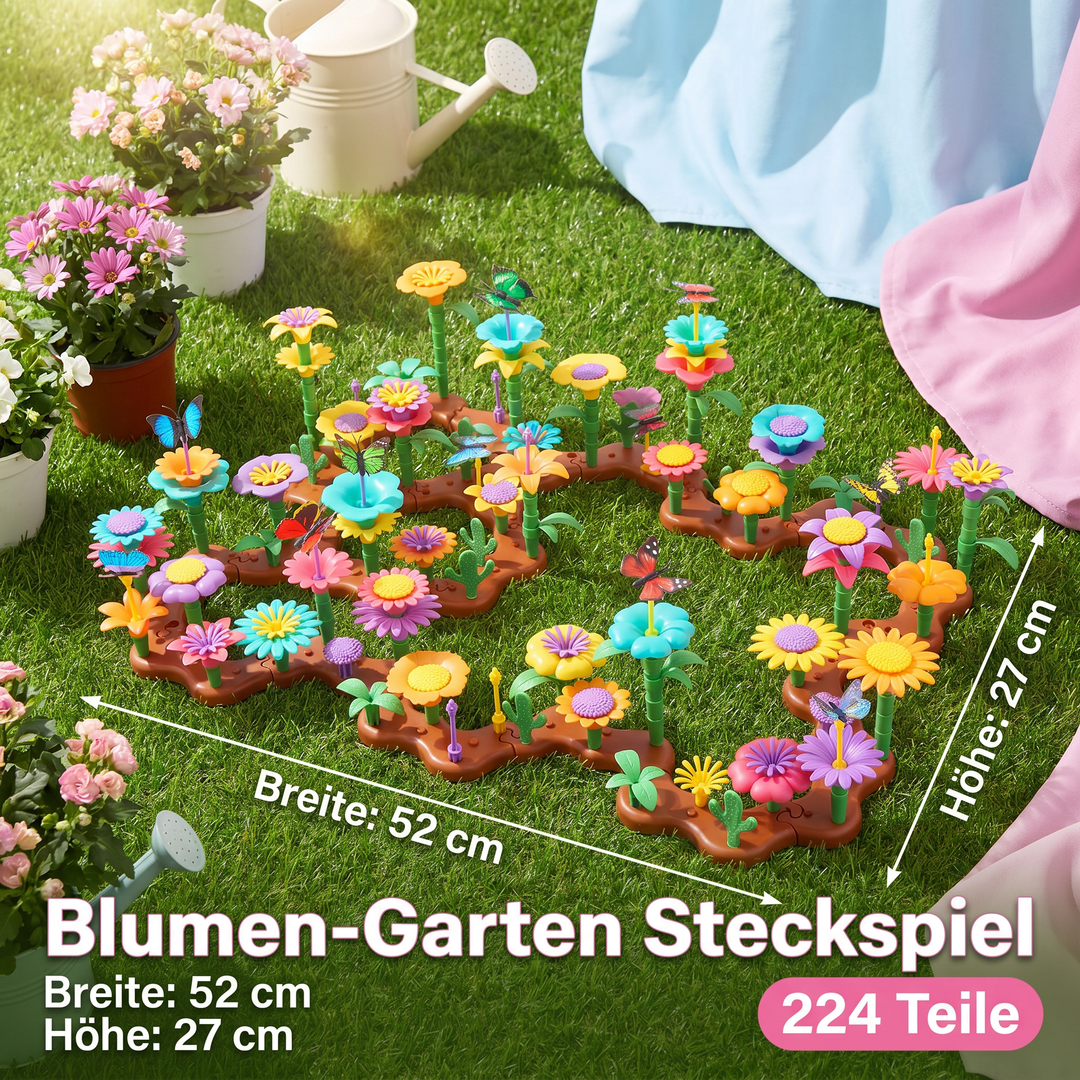 Kinder Steckspiel mit Blumenmotiven, ideal zur Entwicklung von Feinmotorik und Farberkennung.