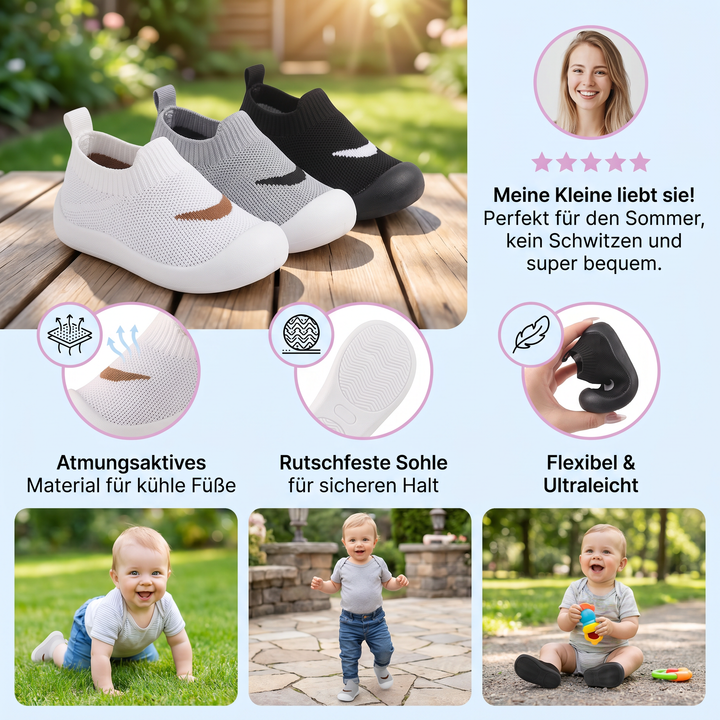Leichte, atmungsaktive Babyschuhe für den Sommer, bieten Komfort und Schutz für Kinderfüße.