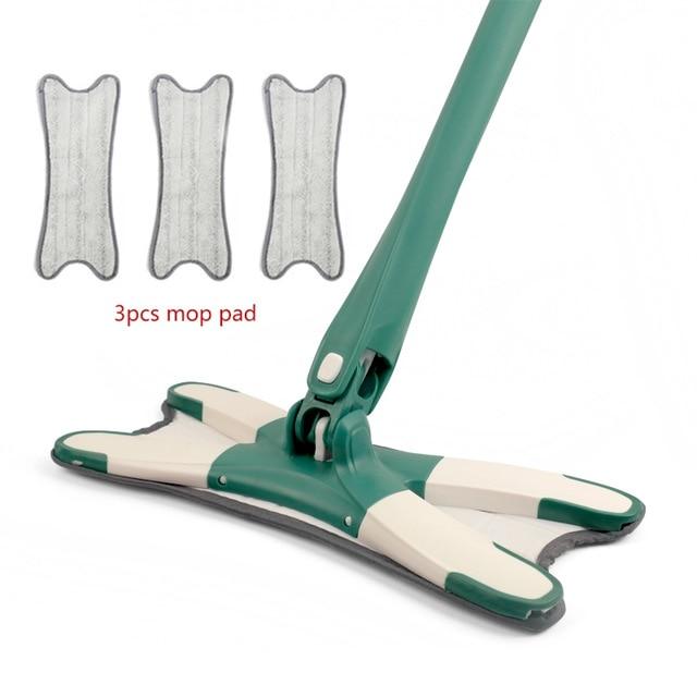 Nahaufnahme des Mikrofaserpads des X-Typ Flachmopps für maximale Schmutz- und Flüssigkeitsaufnahme.