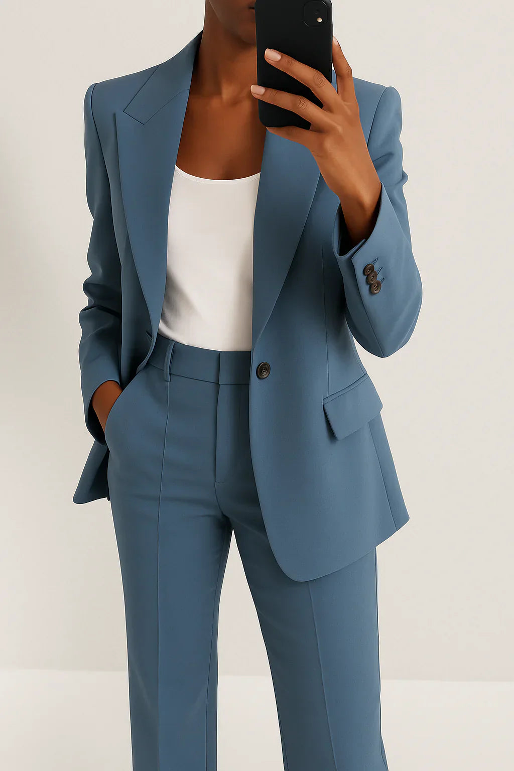 Zeitloses Damen Business Anzug Set: Eleganter Blazer & Hose für formelle Büromode und schicke Anlässe.