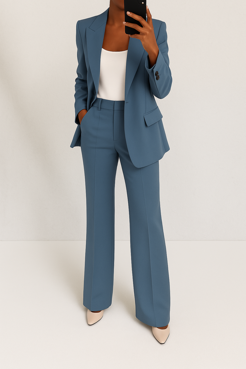 Tailored Damen Anzug Set: Moderner Blazer & perfekt sitzende Hose für einen professionellen Business-Look.