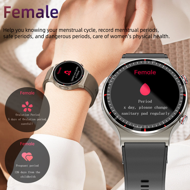 Digitale Sportuhr mit EKG-Sensor, SpO2-Messung und 24/7 Herzfrequenzüberwachung.