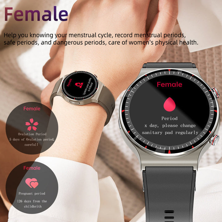 Digitale Sportuhr mit EKG-Sensor, SpO2-Messung und 24/7 Herzfrequenzüberwachung.