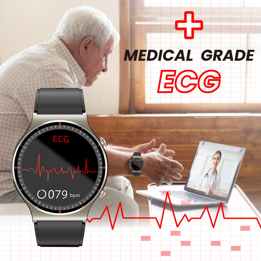Zelara Fitness-Smartwatch in Schwarz für Damen & Herren; misst EKG, SpO2, Herzfrequenz & Schlaf.