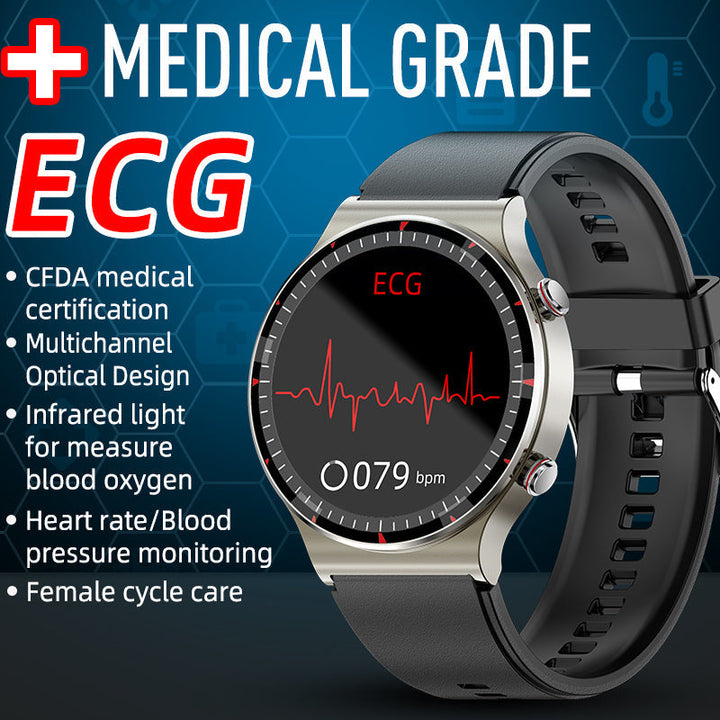 Digitale Uhr mit Gesundheitsmonitor: EKG, Blutsauerstoff (SpO2), Herzfrequenz für Sport & Alltag.