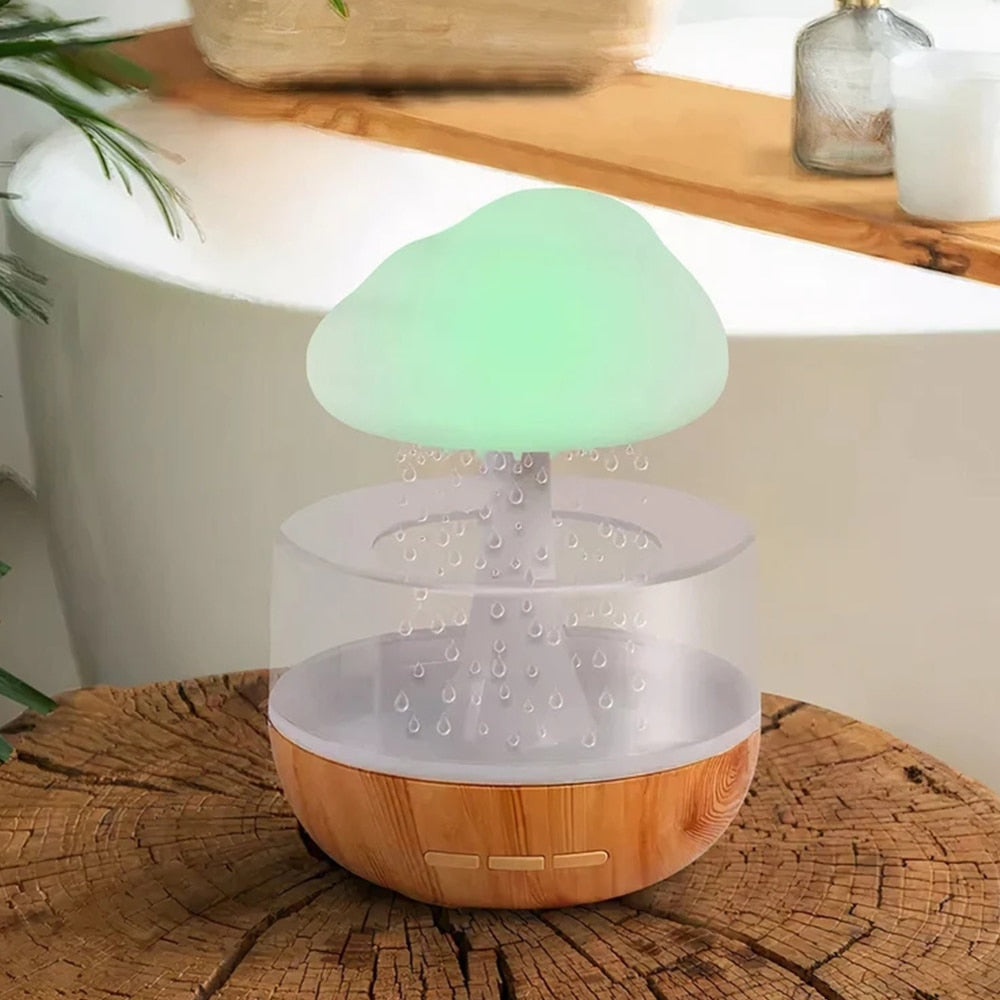 Beruhigender Zen Regenwolke Diffusor mit sanftem Stimmungslicht für Entspannung, Wellness & angenehmen Raumduft.