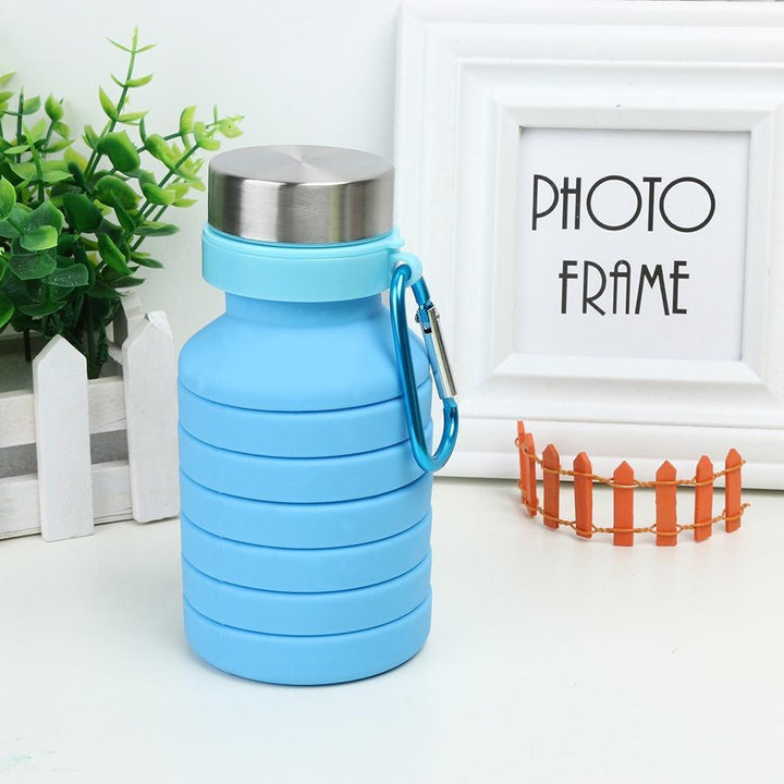 Flexible faltbare Silikon-Wasserflasche. Passt in jede Tasche, ideal als Reiseflasche oder Sportflasche.