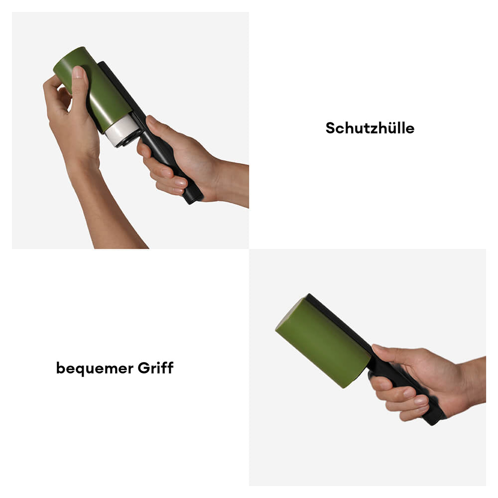 Gelber Zylinder Fusselroller für gründliche Kleiderpflege, entfernt mühelos Tierhaare, Fusseln & Staub.